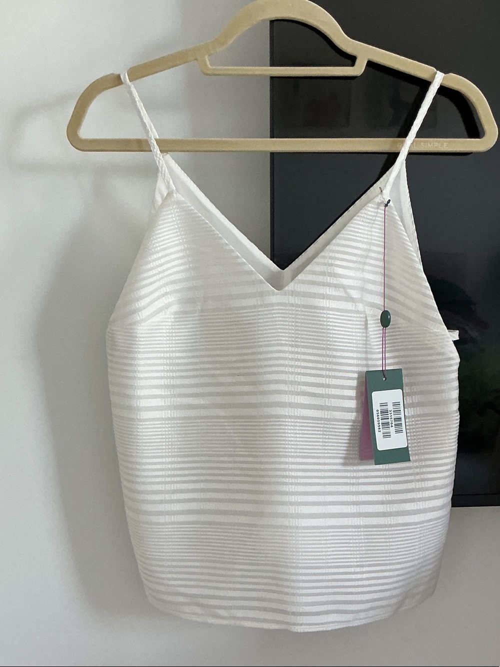 Finders Keepers White Striped V-Neck Camisole